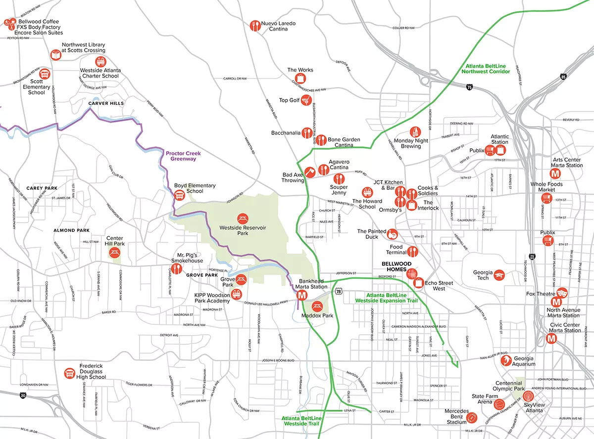 Westside Atlanta Area Map | Bellwood Homes